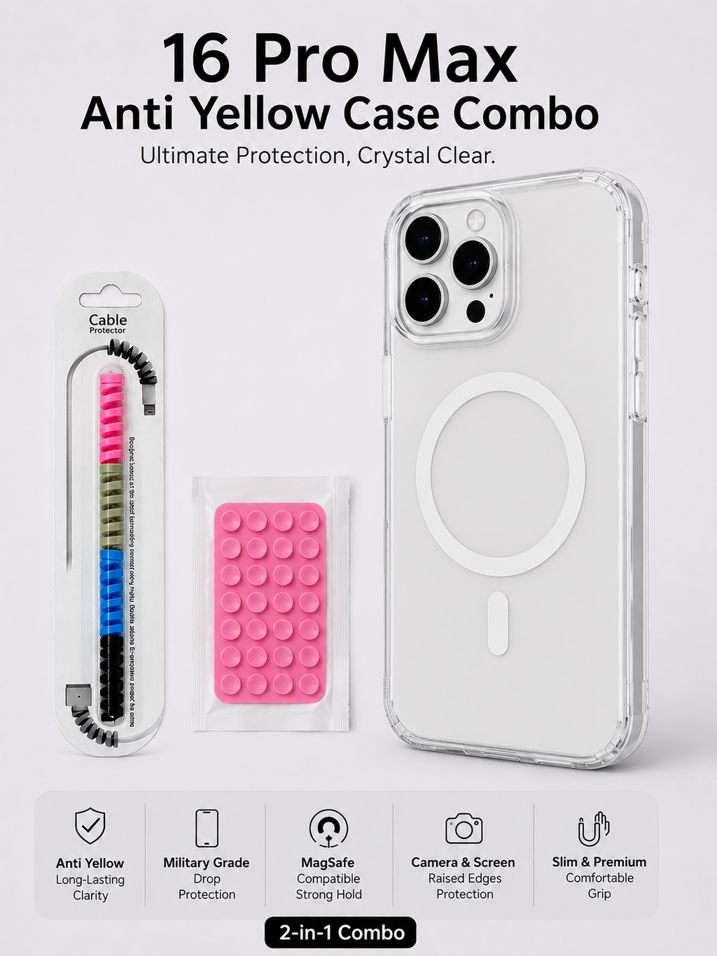 16 Pro Max Anti Yellow Case COMBO