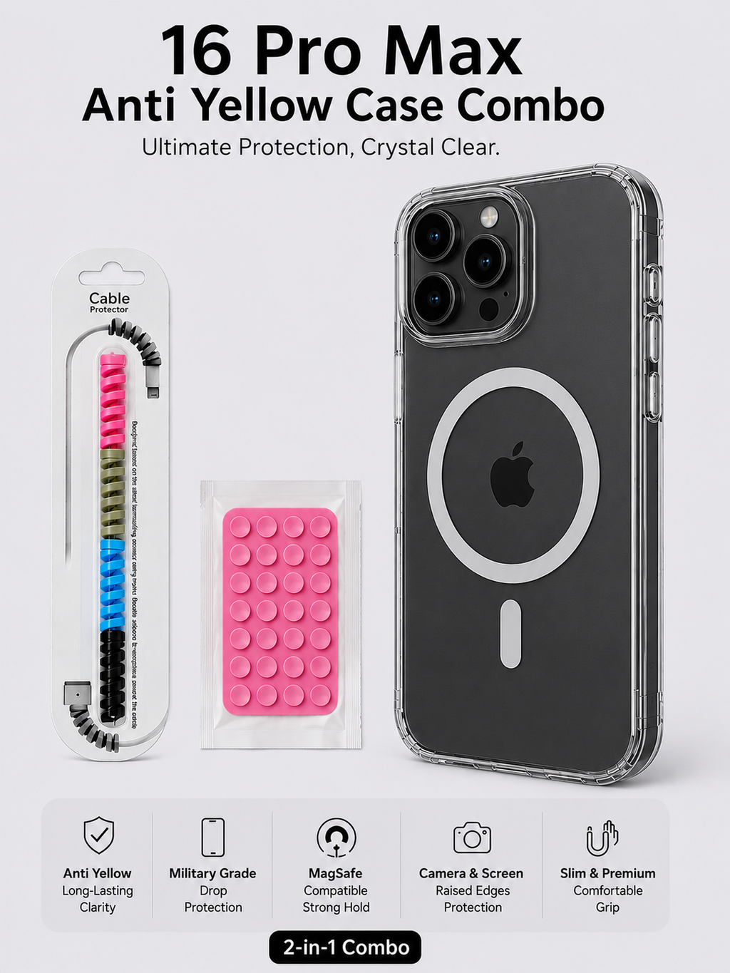 16 Pro Max Anti Yellow Case COMBO